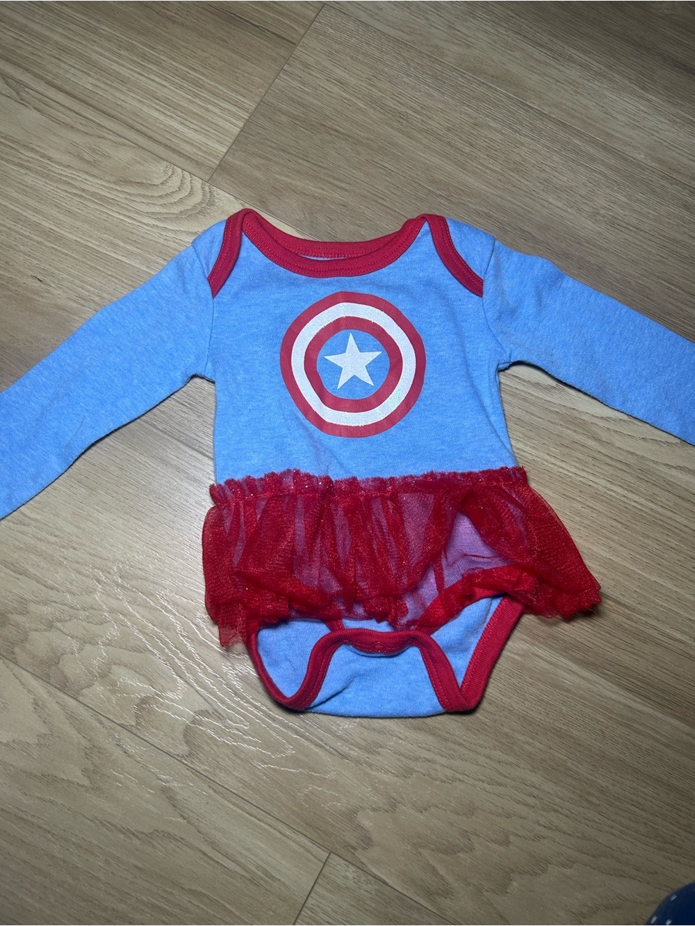 Marvel Blue & Red Captain Shield Tutu Bodysuit